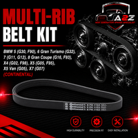 Multi Rib Belt Kit 6PK1153K5 Compatible With BMW 5 (G30, F90), 6 Gran Turismo (G32), 7 (G11, G12), 8 Gran Coupe (G16, F93), X4 (G02, F98), X5 (G05, F95), X5 Van (G05), X7 (G07) (CONTINENTAL)
