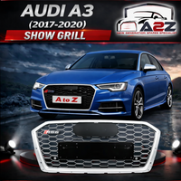Show Grill Compatible With Audi A3(2017-2020) RS3 Silver Chrome (2 Lines) Tag No.97