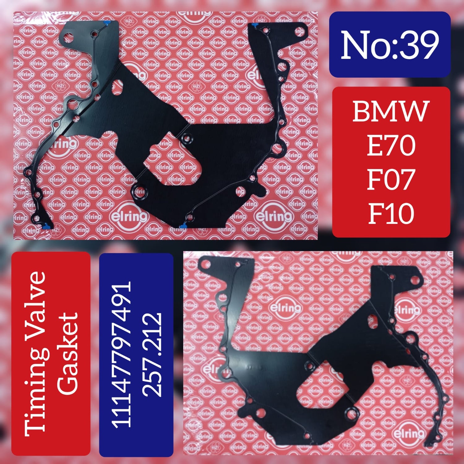 Engine Timing Case Gasket Cover 257.212 11147797491 Compatible With BMW 3-SERIES Convertible (E93) 5-SERIES (F10) 5-SERIES Gran Turismo (F07) 7-SERIES (F01, F02, F03, F04) X5 (E70) X6 (E71, E72) Tag No.39