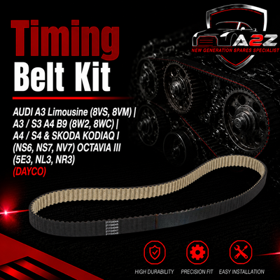 Timing Belt Kit KTB1192 04L198119AC 04L198119D 04L198119T Compatible With AUDI A3 Limousine (8VS, 8VM) | A3 / S3 A4 B9 (8W2, 8WC) | A4 / S4 & SKODA KODIAQ I (NS6, NS7, NV7) OCTAVIA III (5E3, NL3, NR3) (DAYCO)