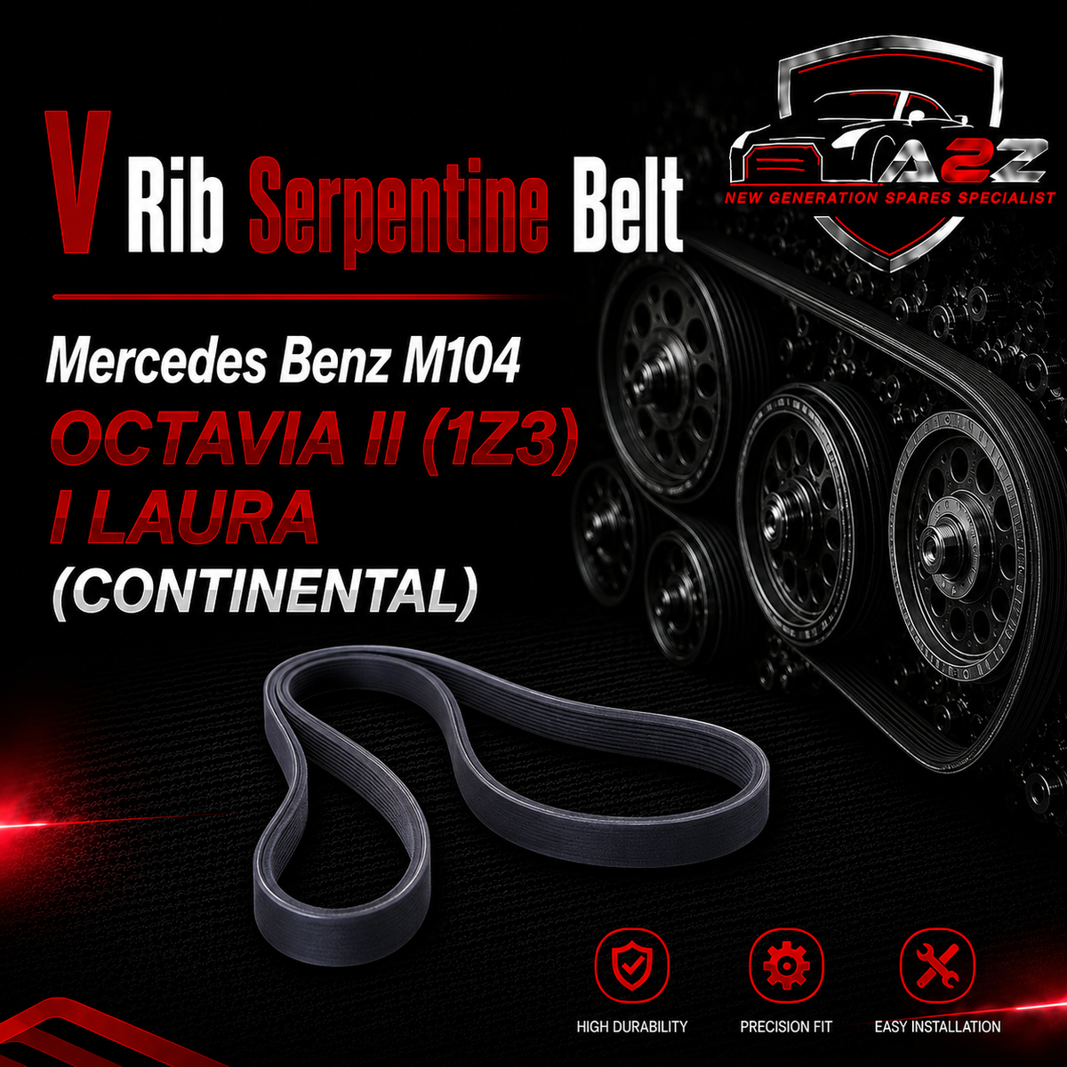 V-ribbed Serpentine Belt 0119976492 Compatible Witrh Mercedes Benz M104