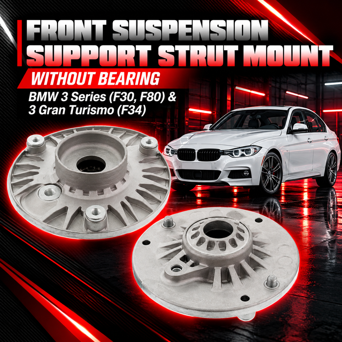 Front Suspension Support Strut Mount Without Bearing 31306855817 31306863135 31306880438 Compatible With BMW 3 Series (F30, F80) & 3 Gran Turismo (F34)