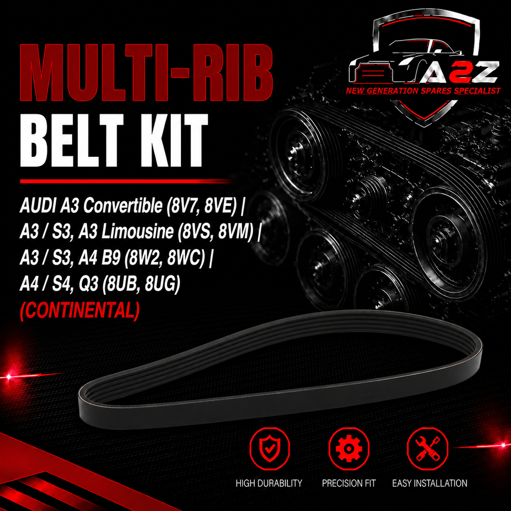 Multi RIB Belt Kit 6PK1005K1 Compatible With AUDI A3 Convertible (8V7, 8VE) | A3 / S3, A3 Limousine (8VS, 8VM) | A3 / S3, A4 B9 (8W2, 8WC) | A4 / S4, Q3 (8UB, 8UG) (CONTINENTAL)
