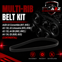 Multi RIB Belt Kit 6PK1005K1 Compatible With AUDI A3 Convertible (8V7, 8VE) | A3 / S3, A3 Limousine (8VS, 8VM) | A3 / S3, A4 B9 (8W2, 8WC) | A4 / S4, Q3 (8UB, 8UG) (CONTINENTAL)