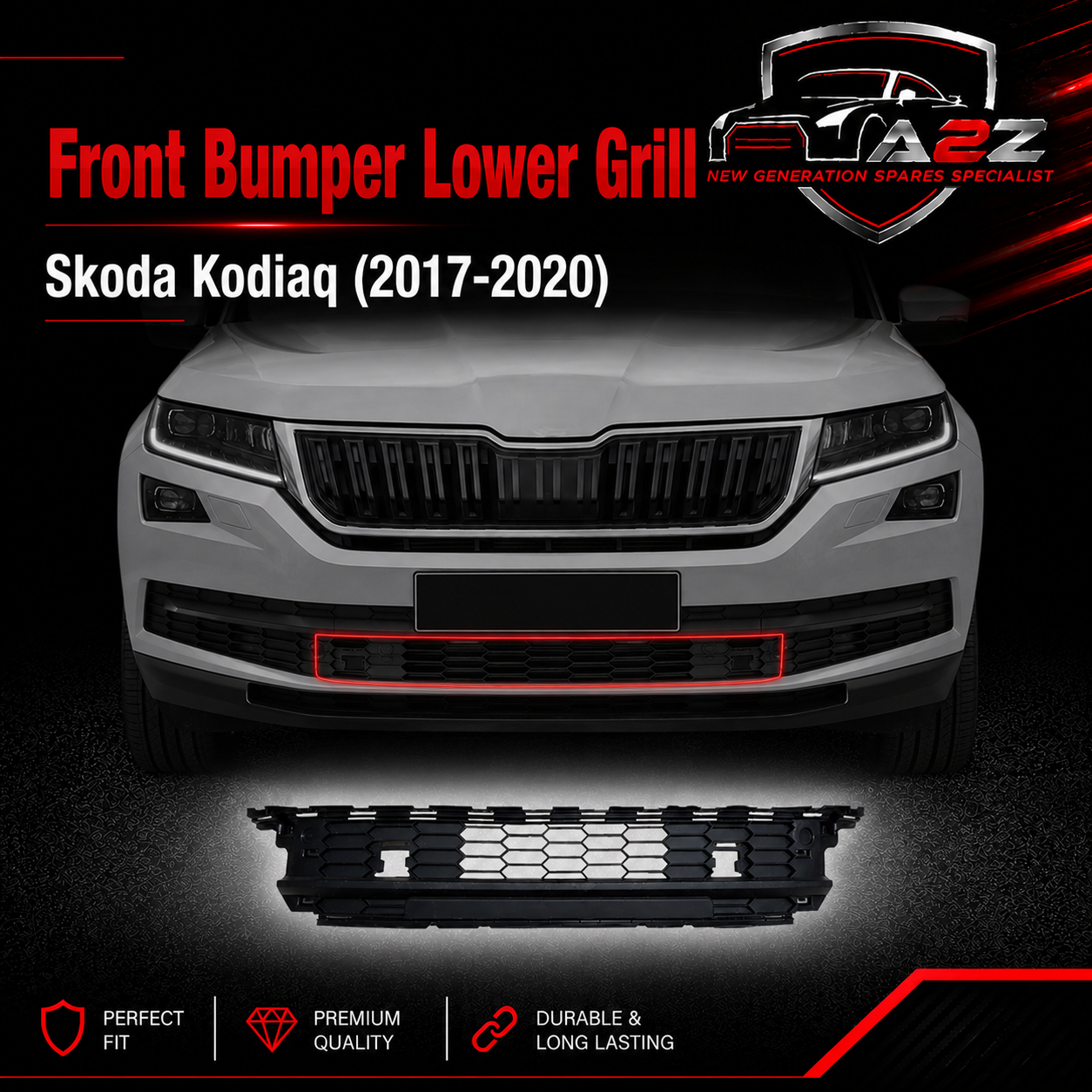 Front Bumper Lower Grill 565853677A9B9 Compatible With Skoda Kodiaq (2017-2020) Tag No.510