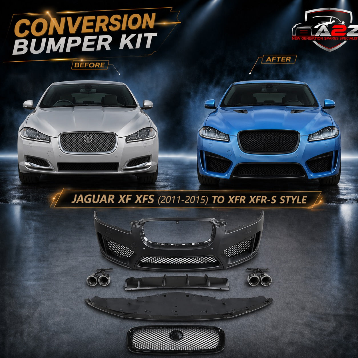 Conversion Bumper Body Kit Compatible With Jaguar Xf Xfs 2011-2015 Upgrade To Xfr Xfr-s Style (Shipping Cost Not Included In Price)