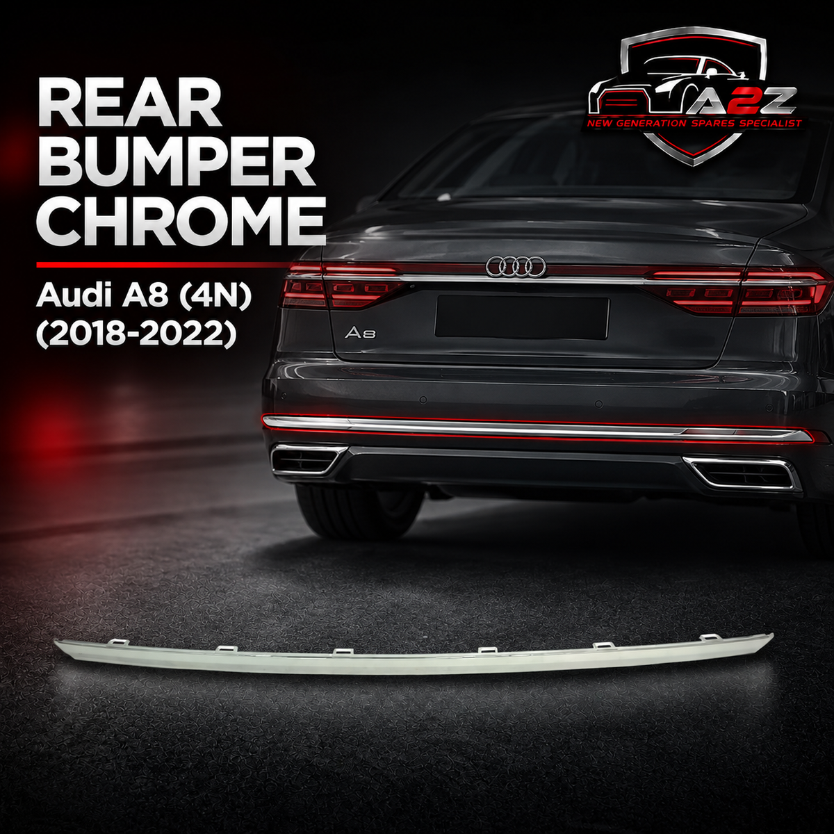 Rear Bumper Chrome 4N08535512ZZ Compatible With Audi A8 (4N) (2018-2022) Tag No.176