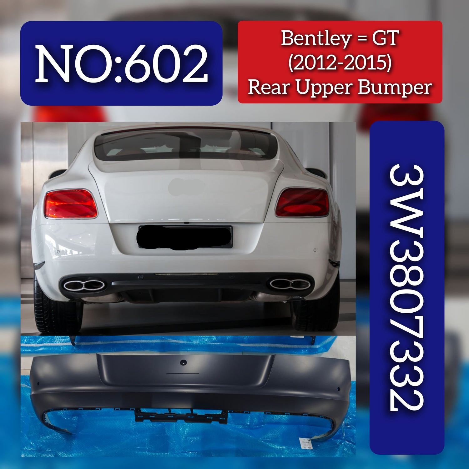 Rear Upper Bumper 3W3807332 Compatible With Bentley GT (2012-2015) Tag No.602