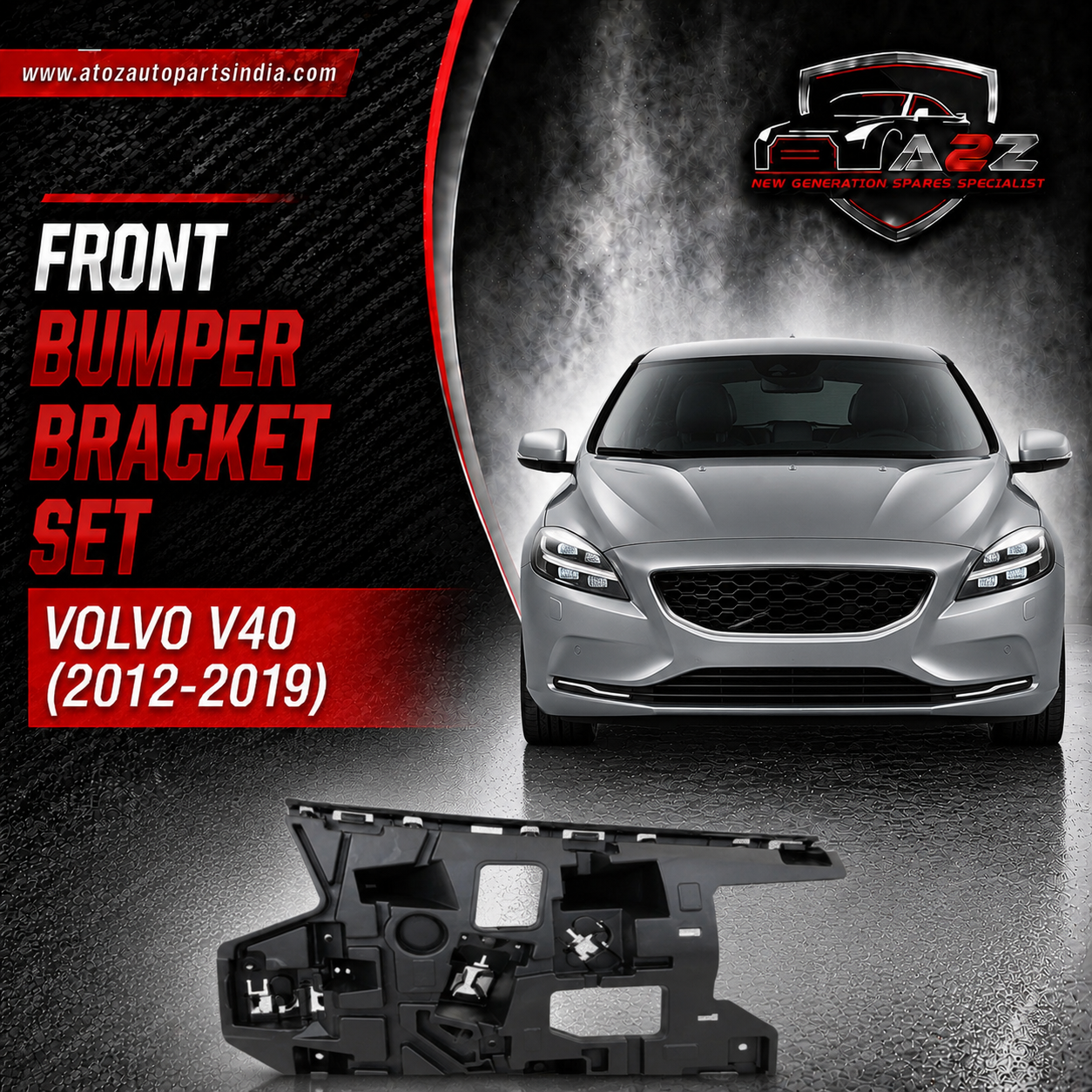 Front Bumper Bracket Left 31425001 & Right 31425002 Compatible With VOLVO V40 (2012-2019) Tag No.2501