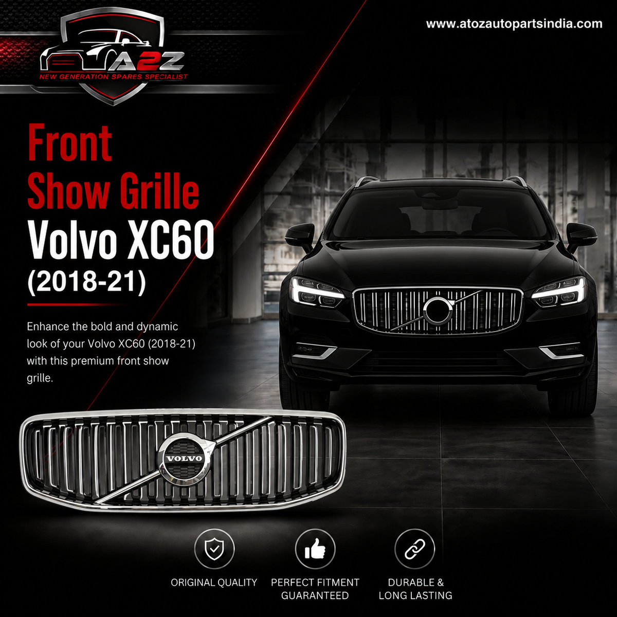 Front Show Grille 31425533 Compatible With Volvo XC60 (2018-21)