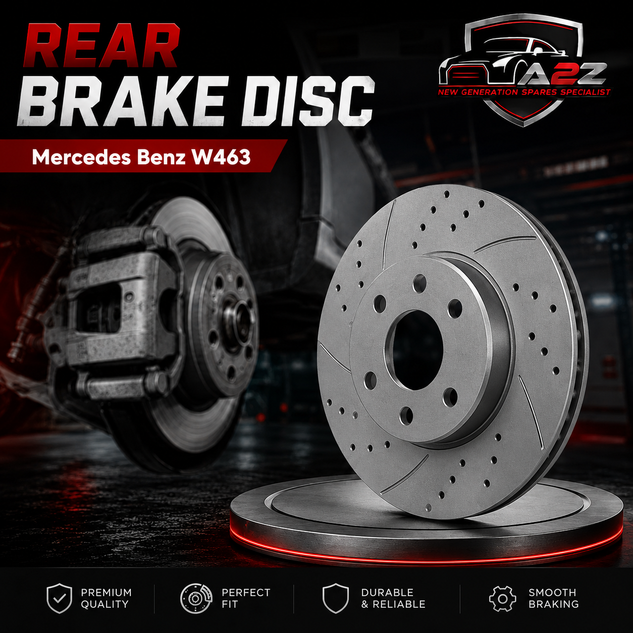 Rear Brake Disc Set 4634230012 CompatibleWith Mercedes Benz W463