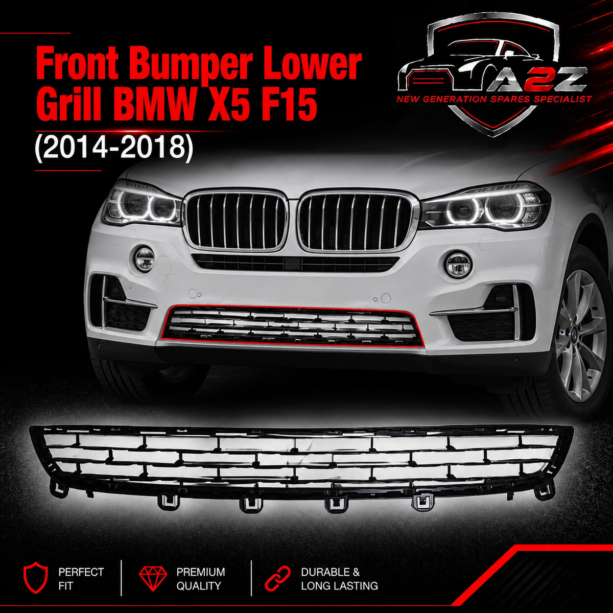 Front Bumper Lower Grill 51117325470 Compatible With BMW X5 F15 (2014-2018) Tag No.93