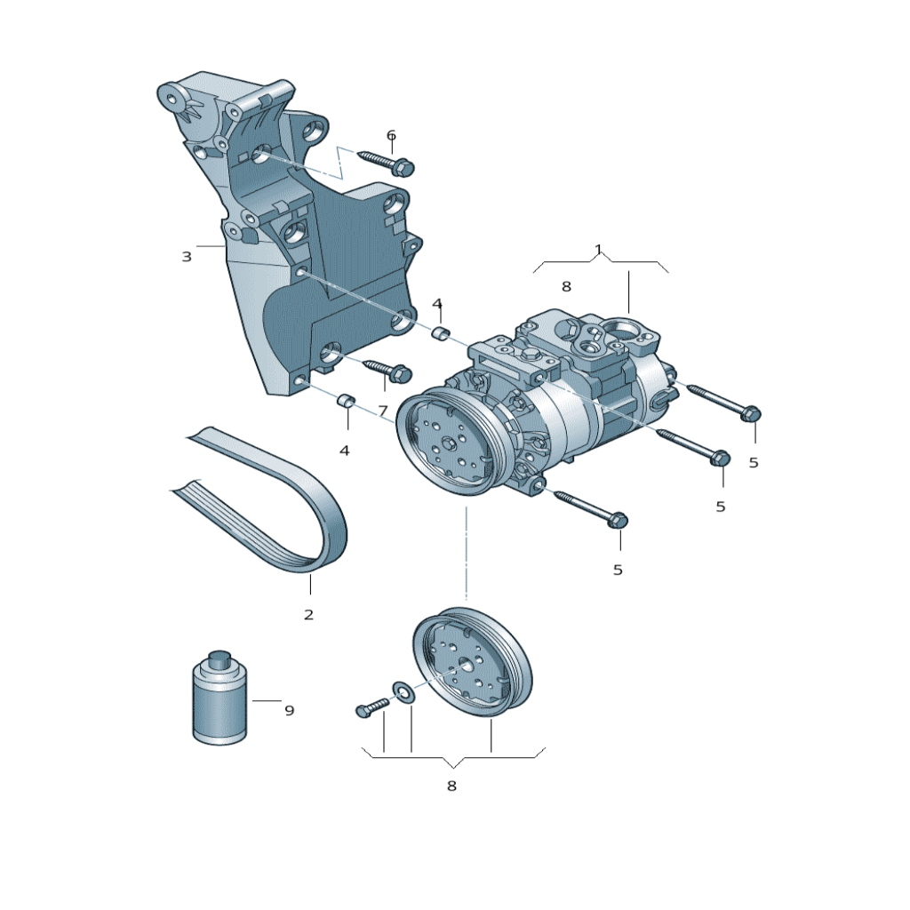 AC Compressor 5K0820803C 1K0820808A 1K0820808AX 1K0820859H 1K0820859J 1K0820859N 1K0820859P 1K0820859T Compatible With AUDI Q3 Tag-203
