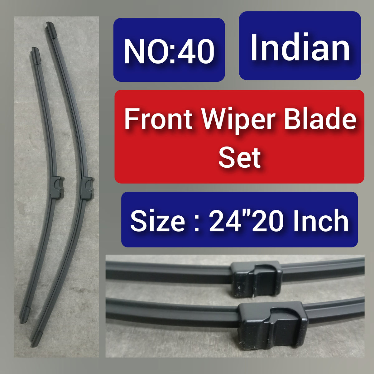 Front Wiper Blade Set (24'20 Inch) Compatible with Indian Tag-WBF-40