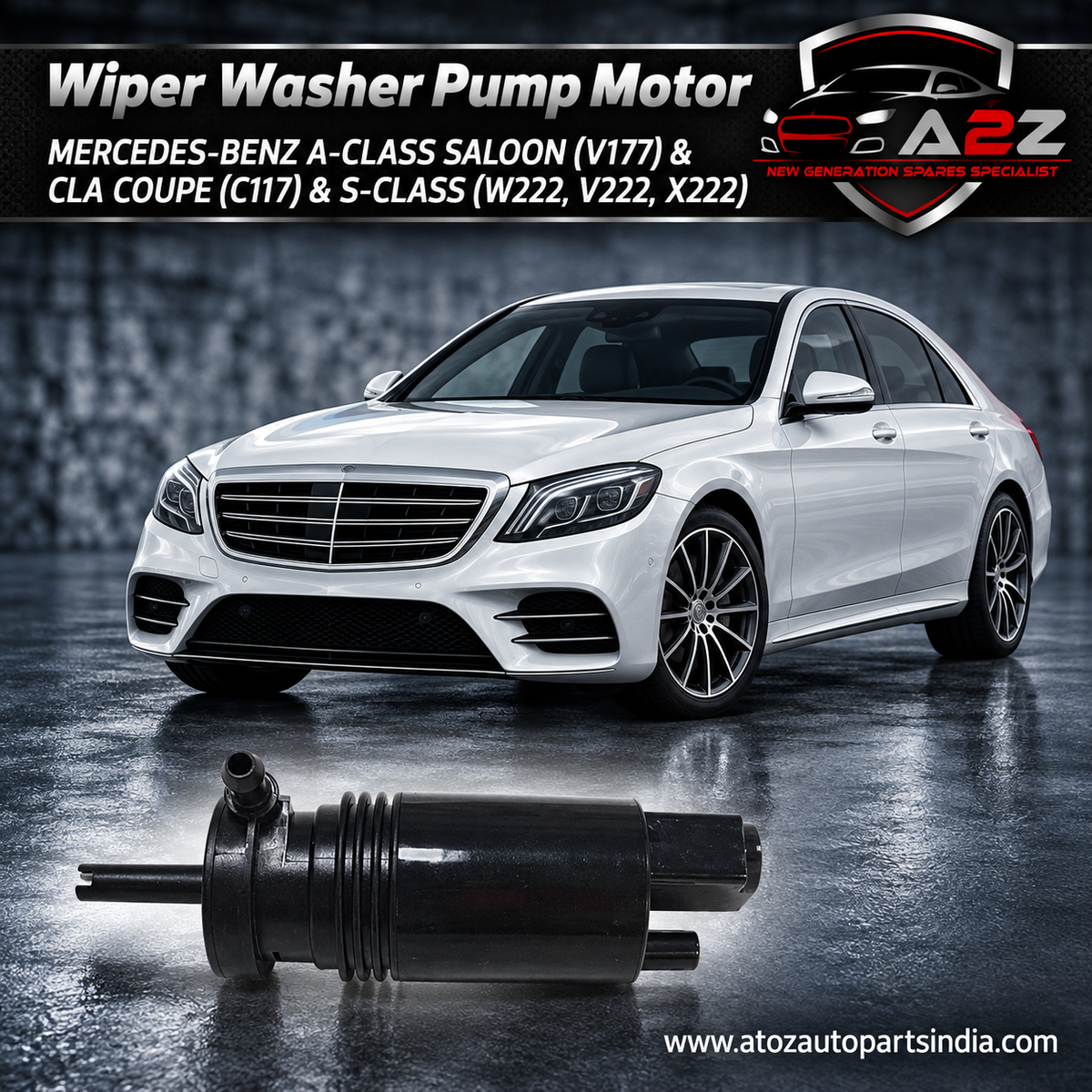 Wiper Washer Pump Motor 2318660121  Compatible With  MERCEDES-BENZ A-CLASS Saloon (V177) & CLA Coupe (C117) & S-CLASS (W222, V222, X222)