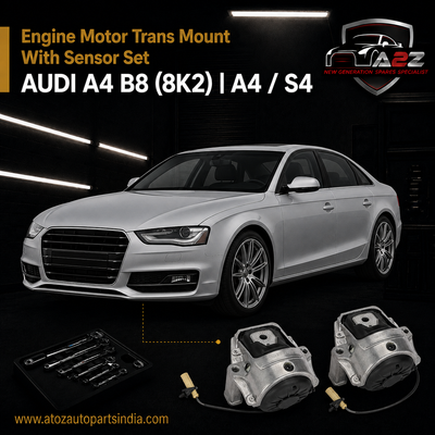 Engine Motor Trans Mount With Sensor Set Compatible With AUDI A4 B8 (8K2) | A4 / S4 Engine Motor Mount Bracket Left 8R0199381E & Right 8K0199381KP