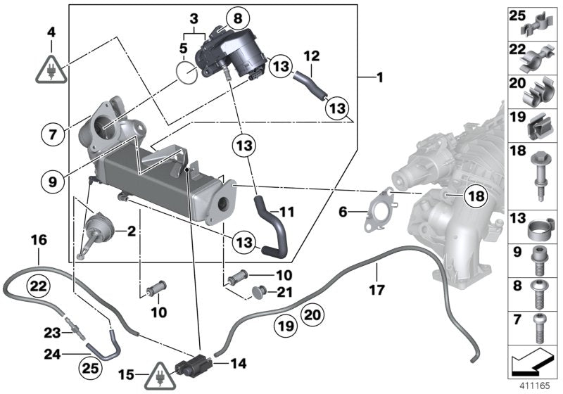 Exhaust Gas Recuperation EGR Assembly 11717810871 11719886714 11718517724 Compatible With BMW 1 Series (F20) & 3 Series (E90 F30, F80) & 5 Series (F10,F07) & 7 Series (F01, F02, F03, F04) & X1 (E84) & X3 F25 & X5 E70 F15 X6 F16 E71