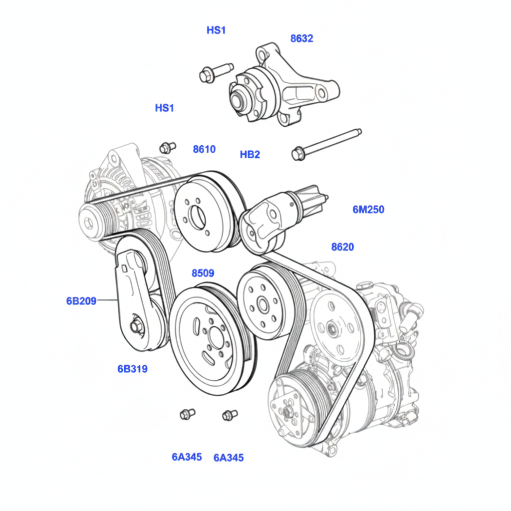 Belt Tensioner With Pulley LR035493 Compatible With LAND ROVER DISCOVERY III (L319) | LR3 & RANGE ROVER SPORT I (L320)