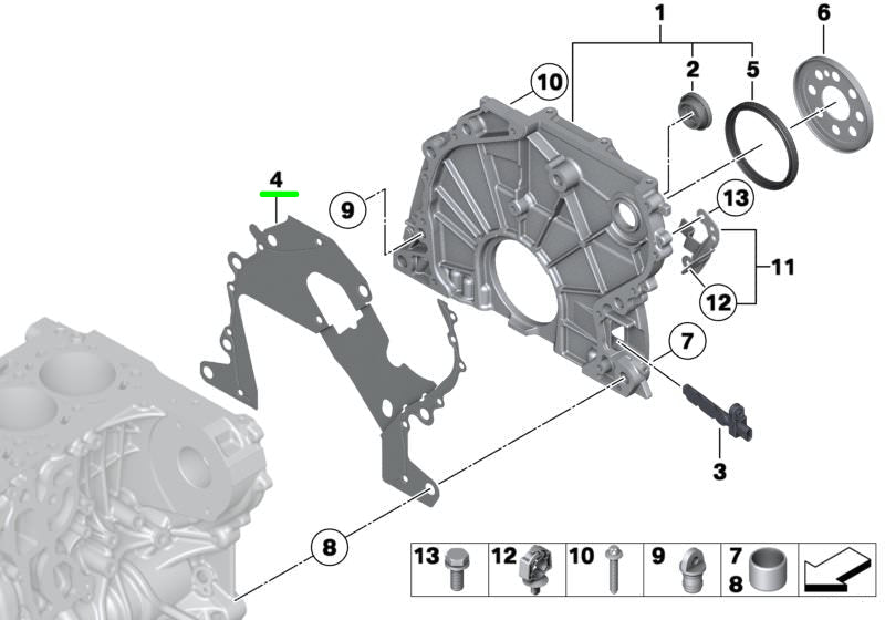 Engine Timing Case Gasket Cover 257.212 11147797491 Compatible With BMW 3-SERIES Convertible (E93) 5-SERIES (F10) 5-SERIES Gran Turismo (F07) 7-SERIES (F01, F02, F03, F04) X5 (E70) X6 (E71, E72) Tag No.39