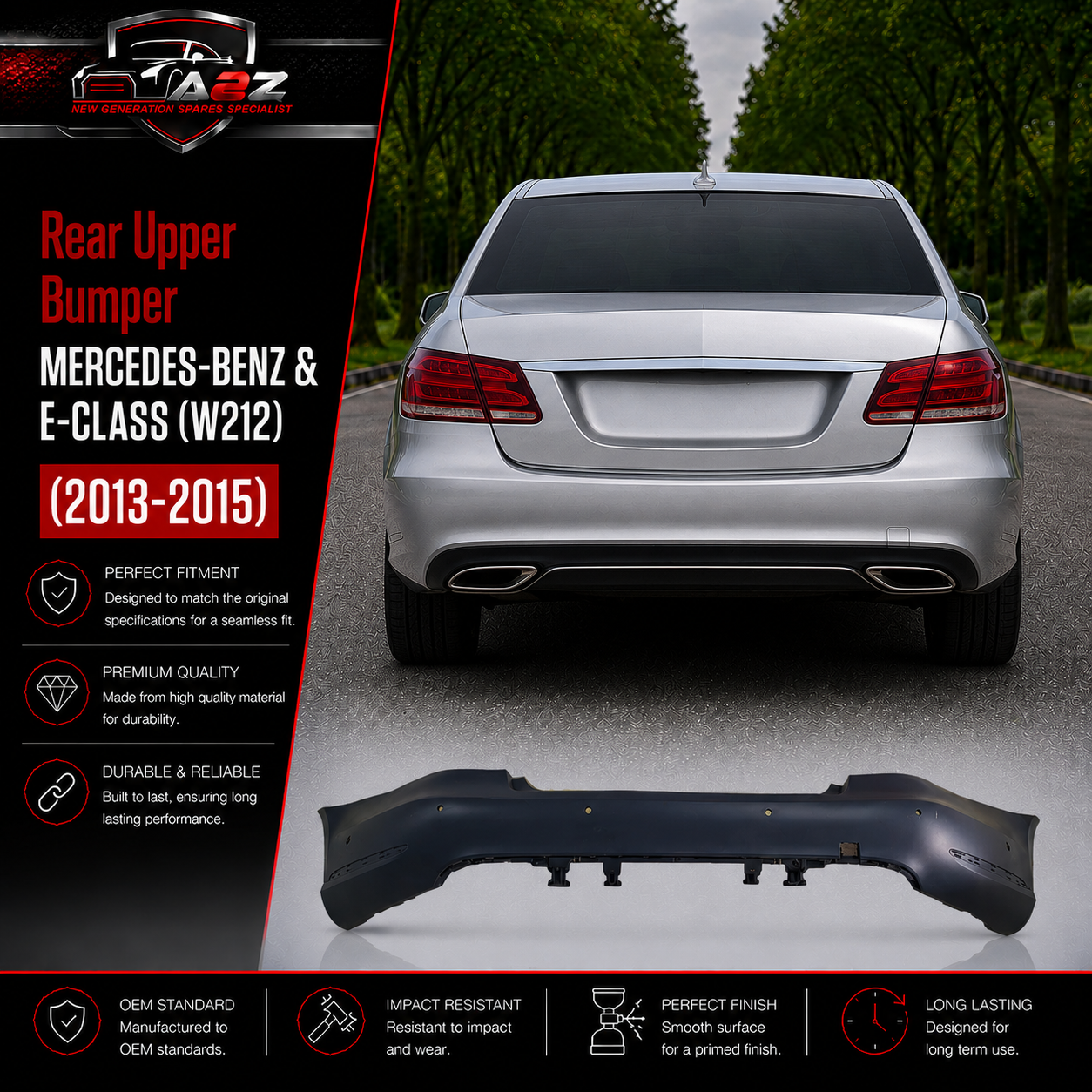 Rear Bumper A2128858325 2128858325 Compatible With MERCEDES-BENZ & E-CLASS (W212) (2013-2015) Tag No.8