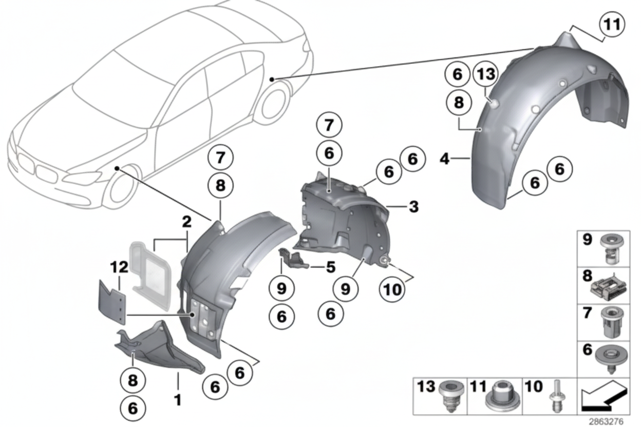 Front Engine Shield Splash Right 51757302376 Compatible With BMW For 7 Series F02 F01 (2013-14)