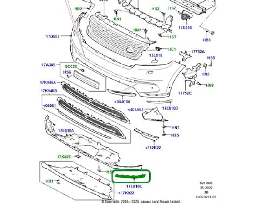 Front Bumper Spoiler Right LR093513 & Left LR093514 Compatible With Land Rover Range Rover Velar - L560 (2018-2024) Tag No.19