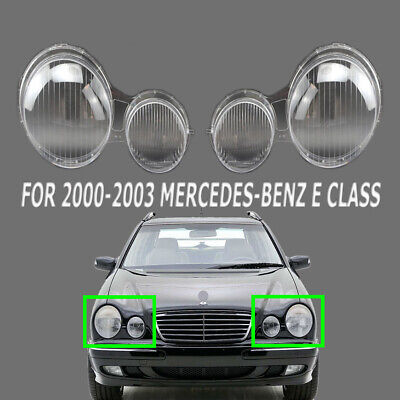 Car Front Headlight Transparent Lamp Sade Glass Headlight Lens Cover Compatible With MERCEDES BENZ E-CLASS W210 (2000-2003)