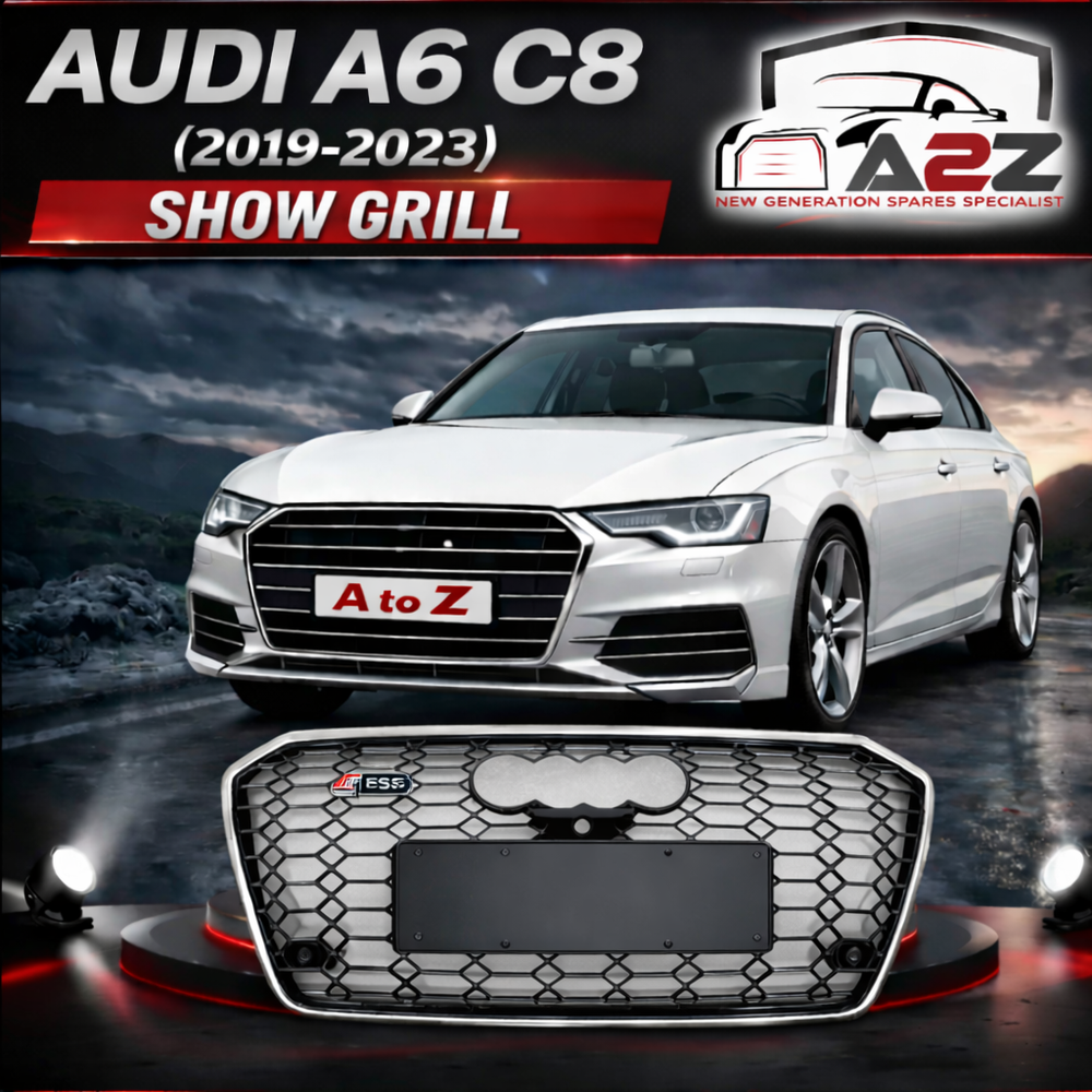 RS6 Black And Chrome Honeycomb Show Grill Compatible With Audi = A6 (2019-24) Tag No.73