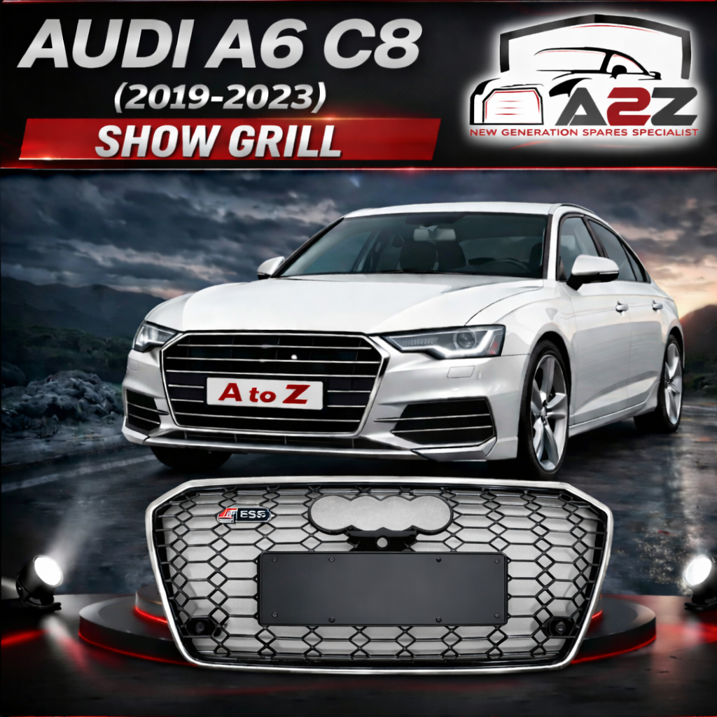 RS6 Black And Chrome Honeycomb Show Grill Compatible With Audi = A6 (2019-24) Tag No.73