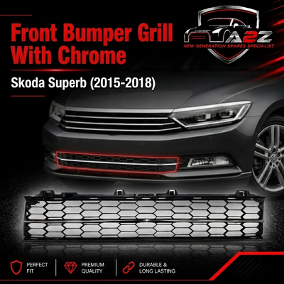 Front Bumper Grill With Chrome 3V0853677 3V0853551A Compatible With Skoda Superb (2015-2018) Tag No.505