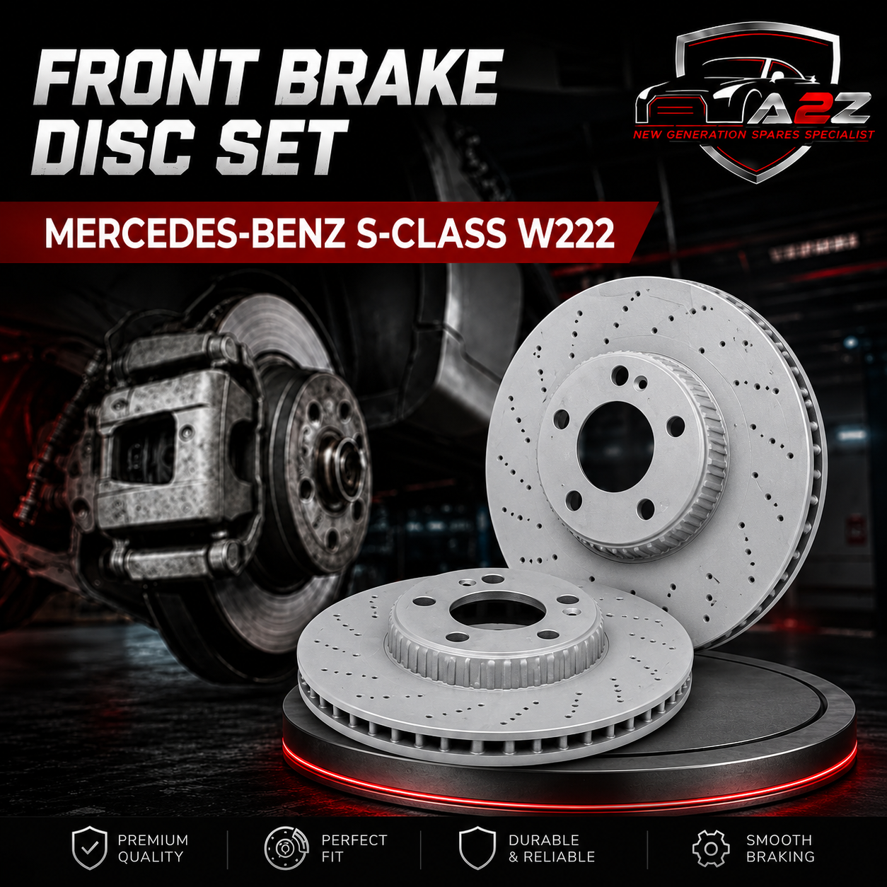 Front Brake Disc Set A2224200172 A222420017228 A2224215000 Compatible With MERCEDES-BENZ S-CLASS W222