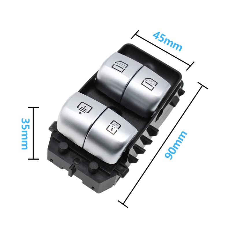 Window Switch Button Rear Compatible With Mercedes E Class Window Switch Button Rear S Class W222 2014 E Class W213 2018 Black