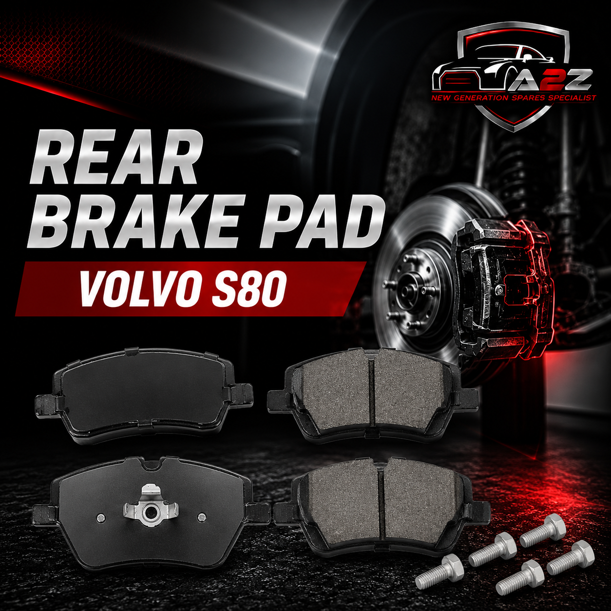 Rear Brake Pads 32373175 Compatible With 30671574 30671575 & 30742491 & 30742516 & 30794555 VOLVO S80