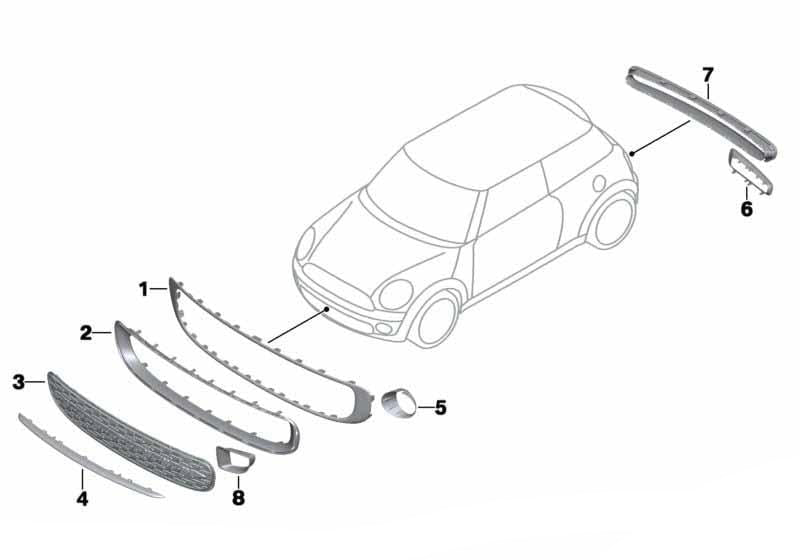 Front Bumper Grille 51117268752 Compatible With  Mini Cooper S (R56) Tag No.76