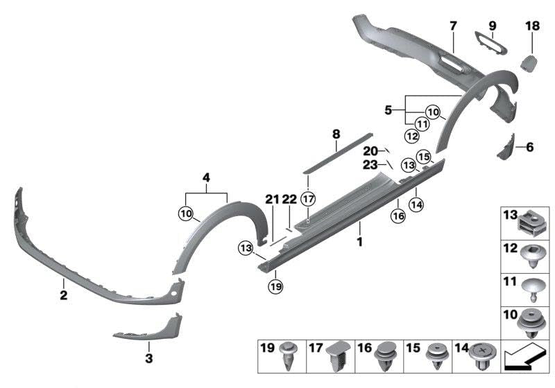 Rear Left Wheel Arch (EYEBROW ) 51777300821 Compatible With Mini Cooper F55/F56 Tag No.125