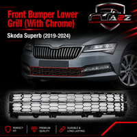 Front Bumper Lower Grill With Chrome 3V0853677A 3V0853551D Compatible With Skoda Superb (2019-2024) Tag No.506