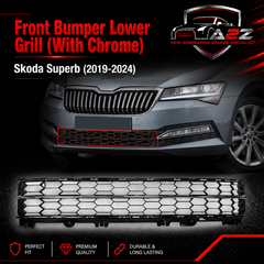 Front Bumper Lower Grill With Chrome 3V0853677A 3V0853551D Compatible With Skoda Superb (2019-2024) Tag No.506