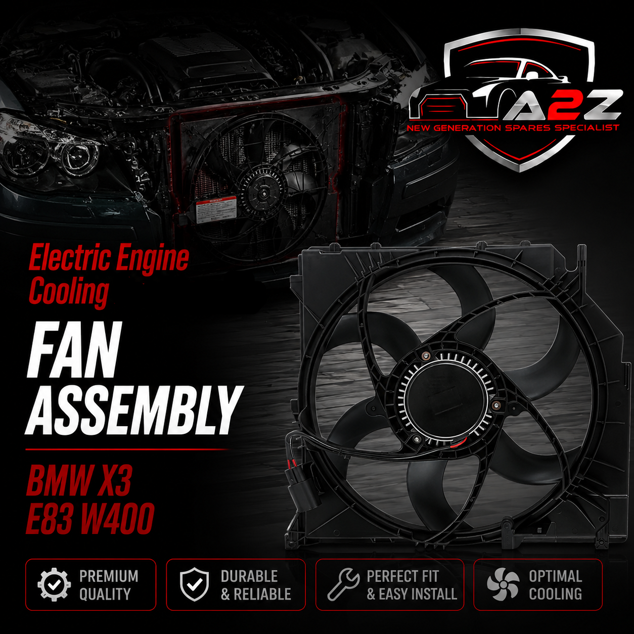 Electric Engine Cooling Fan Assembly 17113452509 Compatible With BMW X3 E83 W400