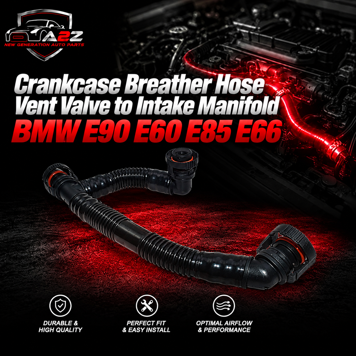 Crankcase Breather Hose Vent Valve to Intake Manifold 11617559530 Compatible With BMW E90 E60 E85 E66