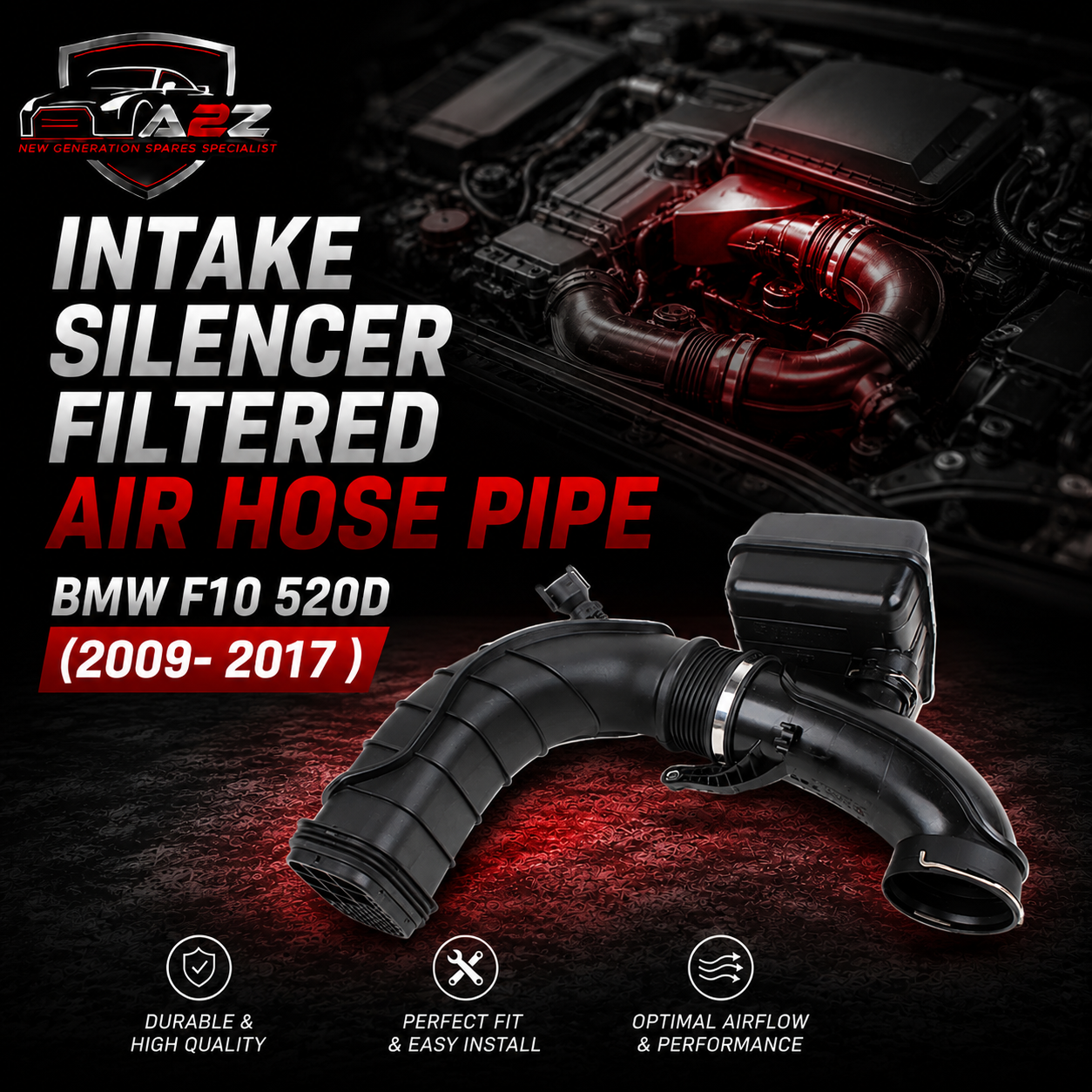 INTAKE  SILENCER FILTERED AIR HOSE PIPE  13718512014 Compatible With BMW F10 520D (2009- 2017 )Tag No.936
