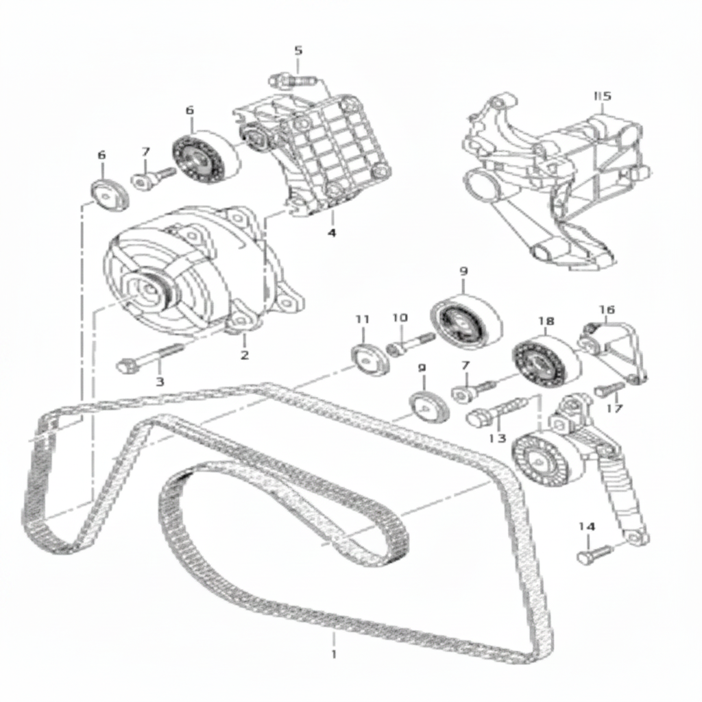 Belt Tensioner With Pulley 059903133J 059903133F 059903133BA Compatible With AUDI A4 A6 A7 A8 Q5 Q7 & VW TOUAREG (7P5, 7P6)