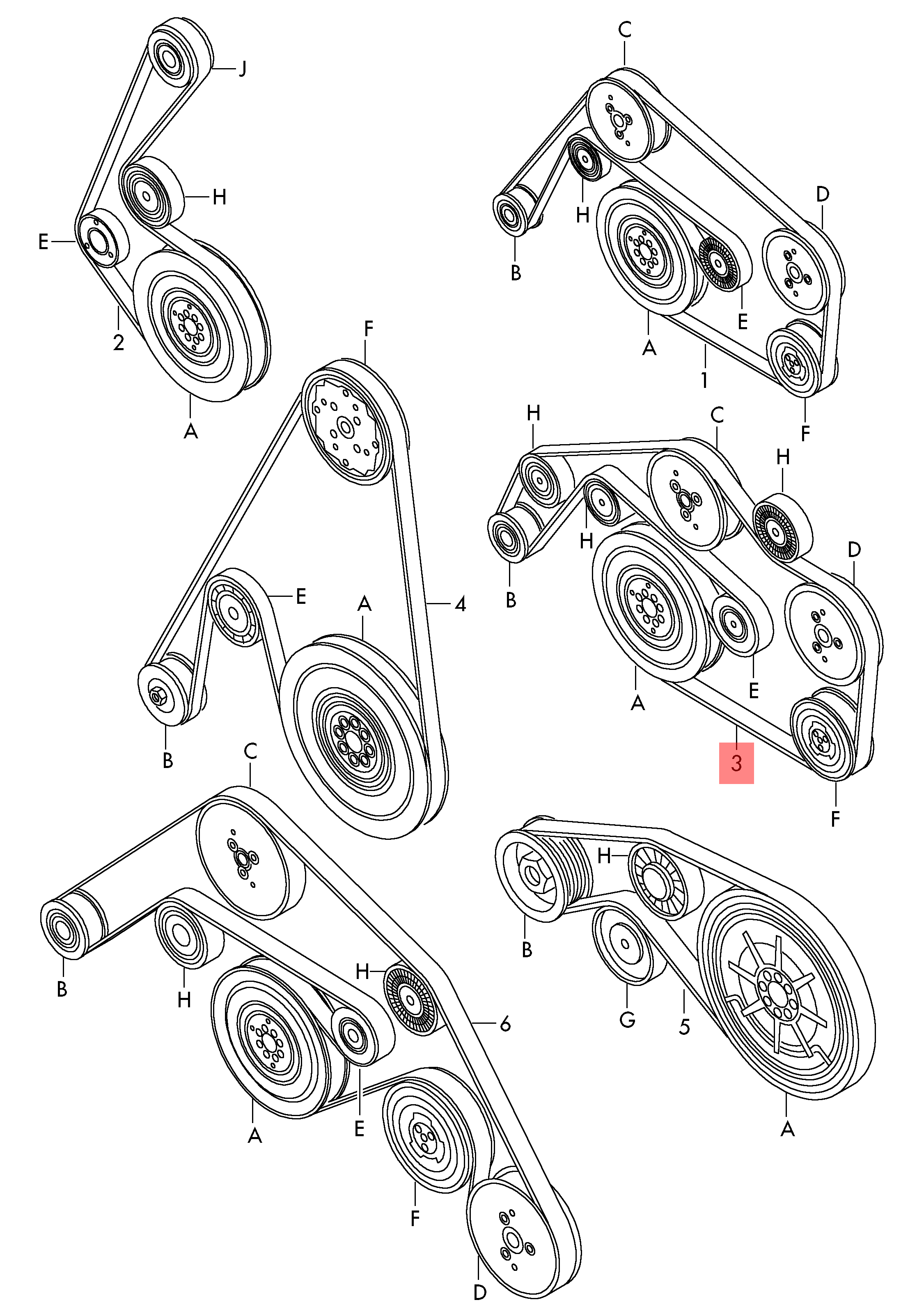 Belt 6PK2535  Compatible With AUDI A8 D4 (4H2, 4H8, 4HC, 4HL) | A8 / S8 | A8L & Q7 (4LB) Tag-BEL-31