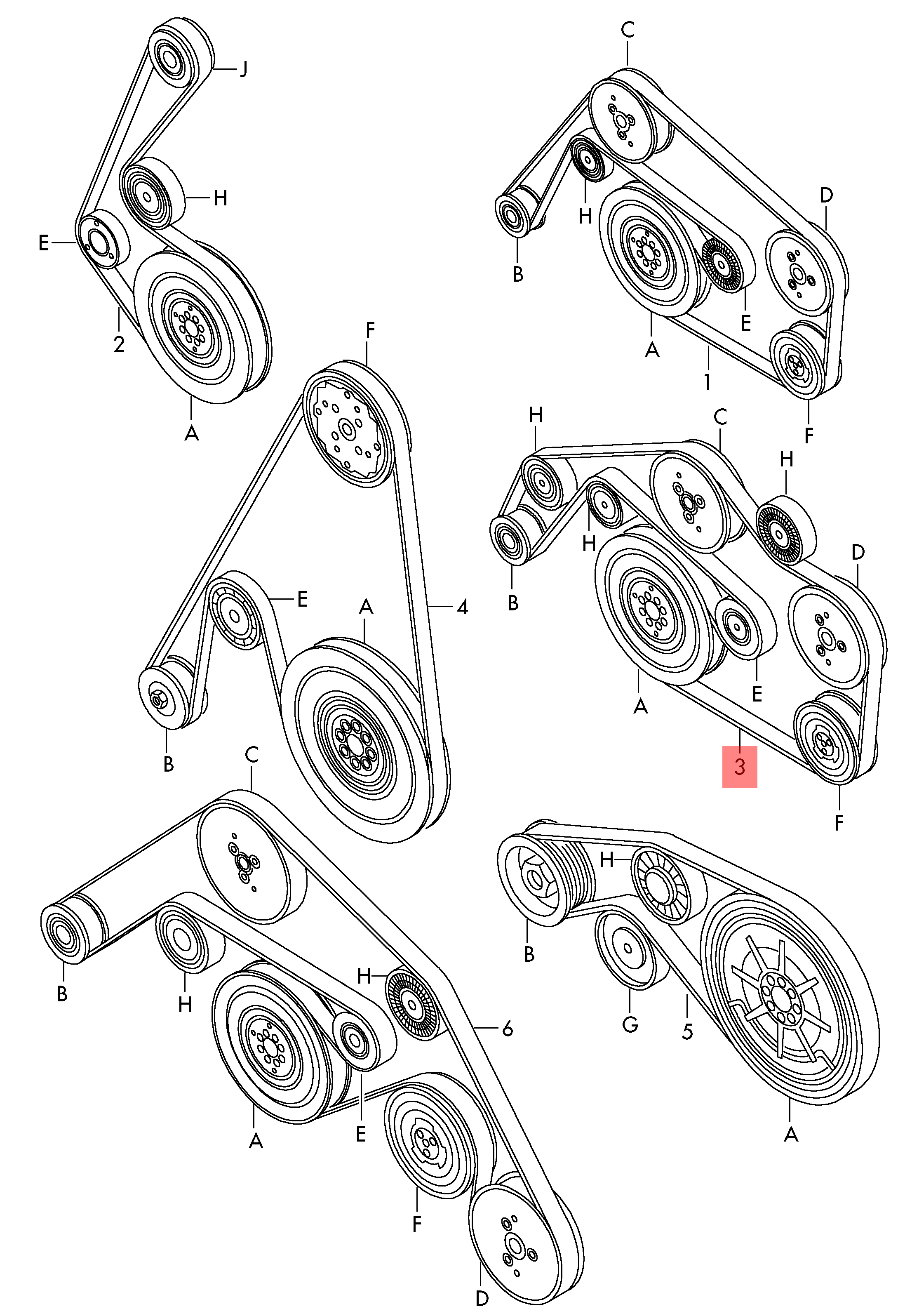 Belt 6PK2535 Compatible With AUDI A8 D4 (4H2, 4H8, 4HC, 4HL) | A8 / S8 | A8L & Q7 (4LB) Tag-BEL-10