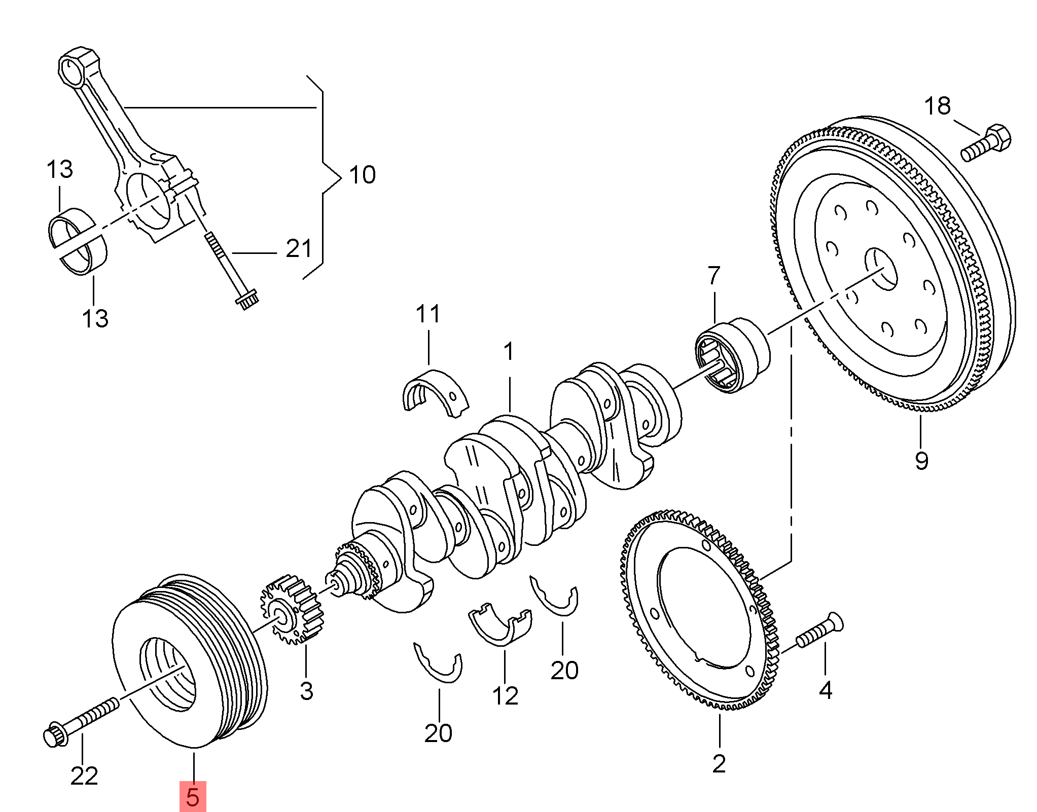 Crankshaft Pulley 06H105243K 06H105243C 06H105243F 06H105243G Compatible With AUDI A3 A4 A5 A6 A7 A8 Q3 Q5 TT Tag-CP-05