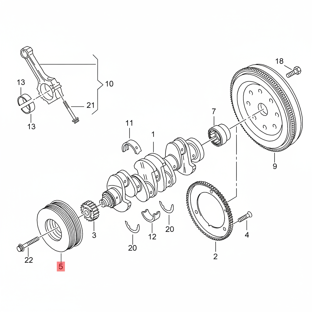 Crankshaft Pulley 06H105243K 06H105243C 06H105243F 06H105243G Compatible With AUDI A3 A4 A5 A6 A7 A8 Q3 Q5 TT Tag-CP-05