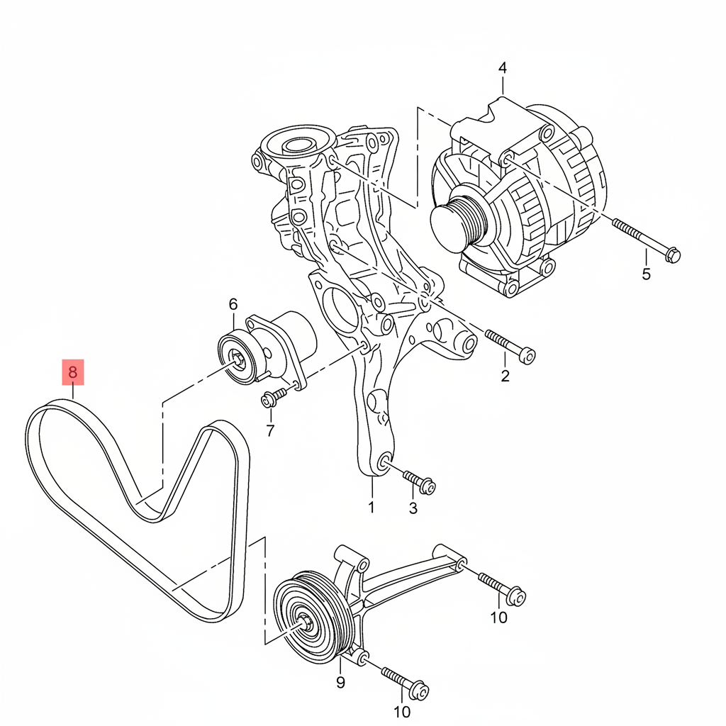 Multi Rib Belt Kit 6PK1130K3 Compatible With SKODA OCTAVIA III (5E3, NL3, NR3) SUPERB III (3V3) (CONTINENTAL)