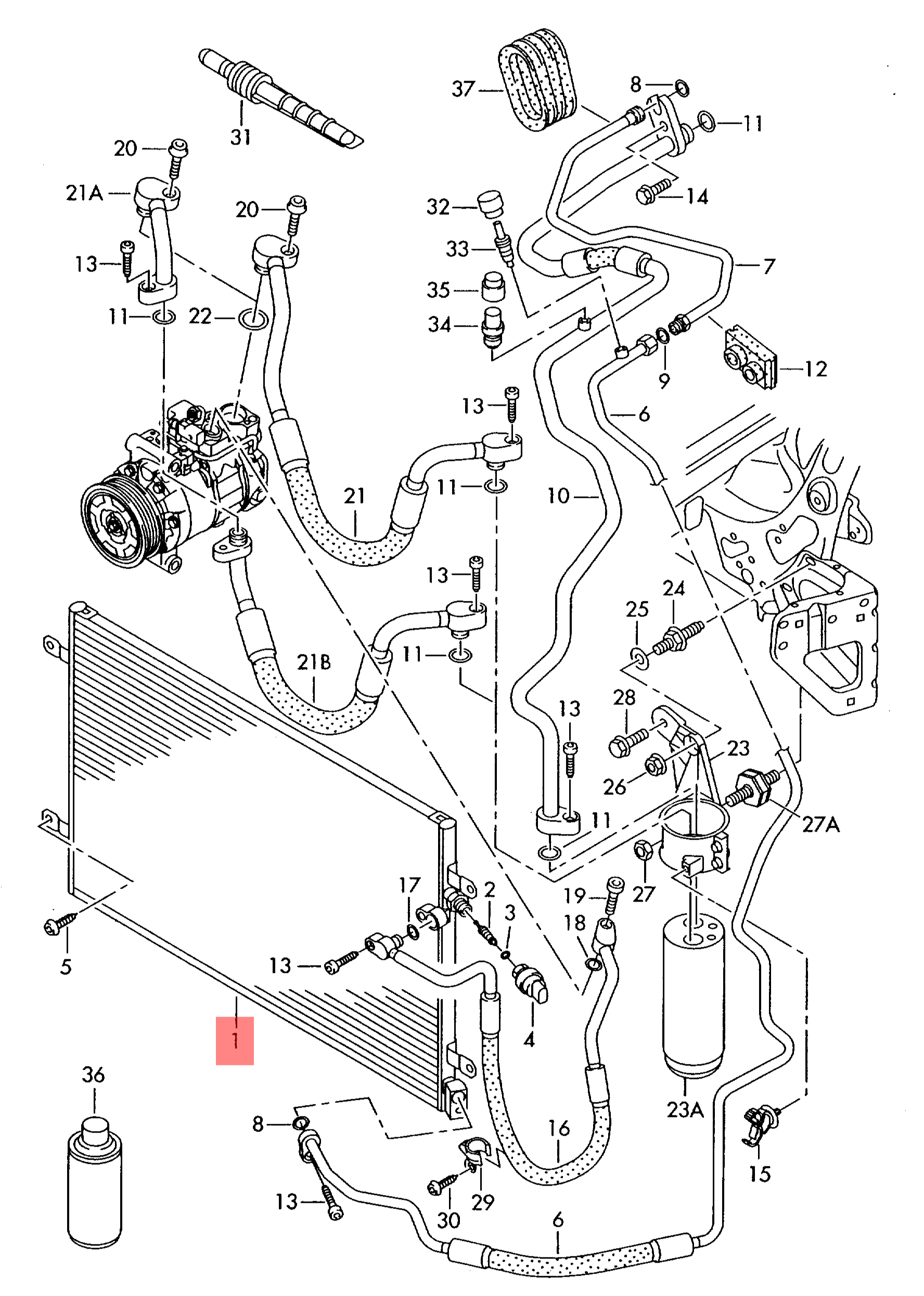 Expansion valve 4F0260403Q Compatible with VOLVO S90 II (234) & V90 II Estate (235)  & XC60 II (246) & XC90 II (256)