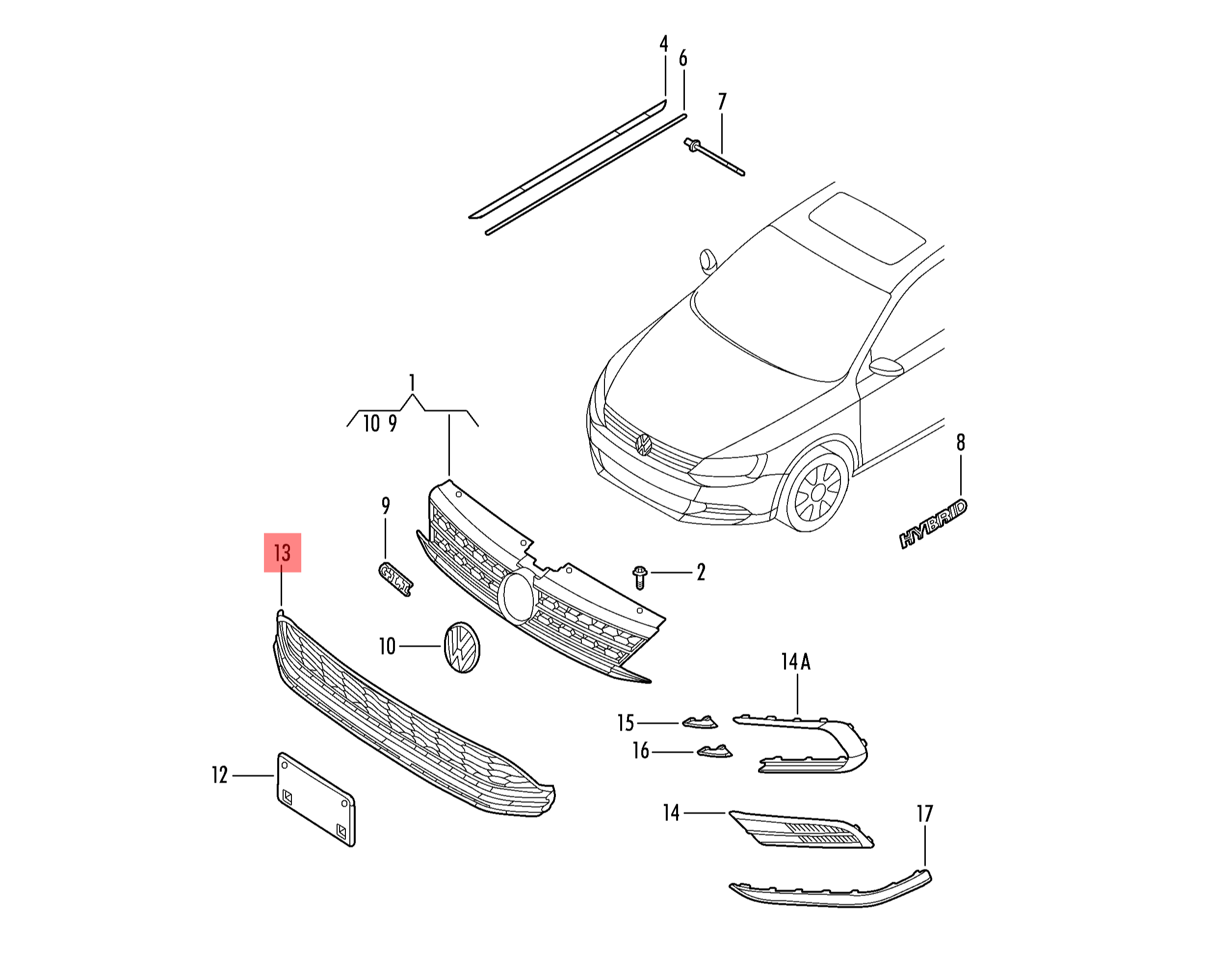 Front Bumper Lower Grill With Holes 5C6853671P Compatible With Volkswagen  For JETTA Tag No.169