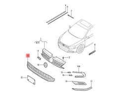 Front Bumper Lower Grill Without Holes 5C6853671P Compatible With Volkswagen  For JETTA Tag No.168