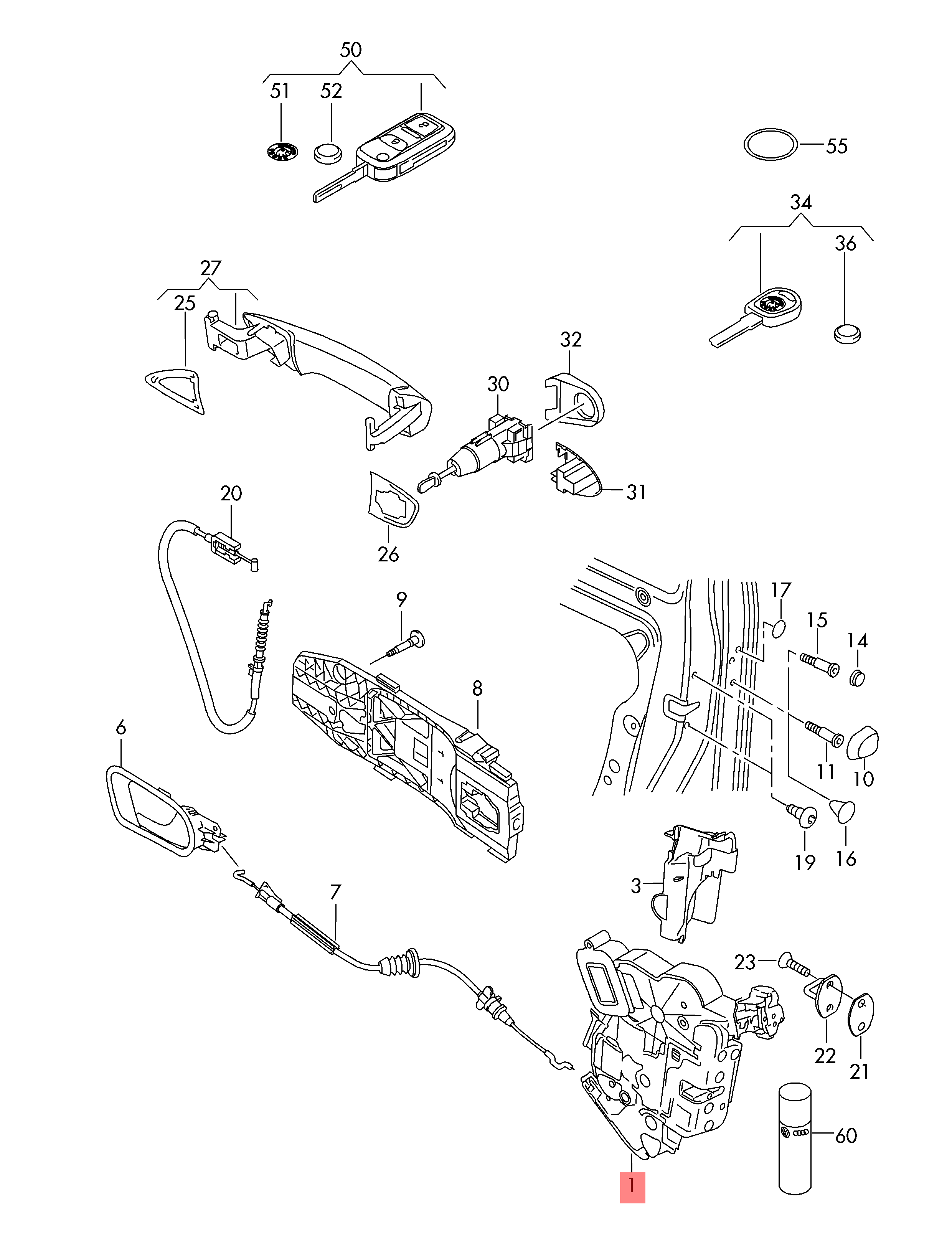 Front Left Door Lock Actuator 5E2837015A Compatible With SKODA OCTAVIAN (New Model)